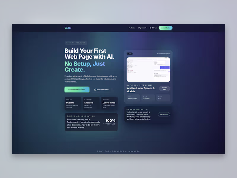 Cover image for New landing page design for a back burner project from the s...