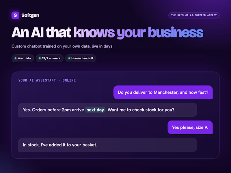 Cover image for Custom AI chatbot trained on your business data