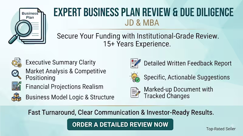 Cover image for Review your business plan and provide strategic recommendations