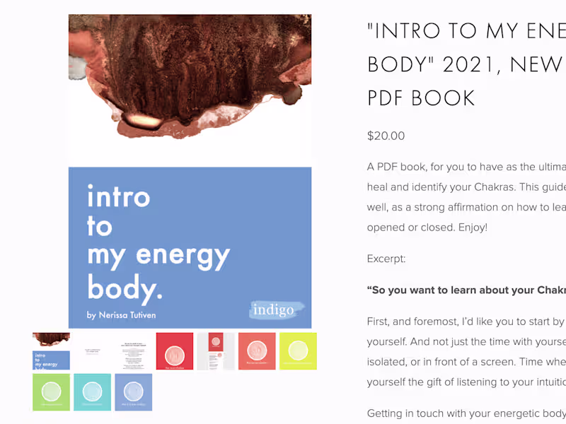 Cover image for "Intro to your Energy Body" ebook, samples.