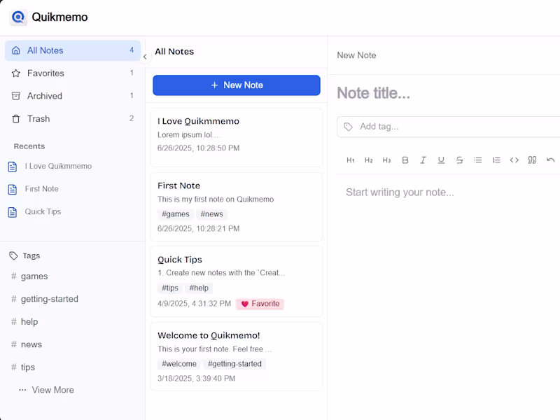 Cover image for Quikmemo | Modern Note-Taking Progressive Web Application