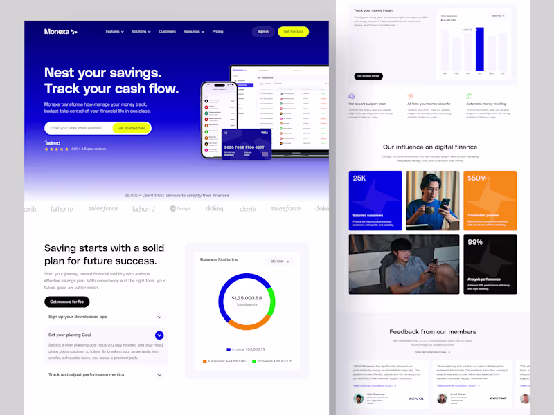 Cover image for Monexa – Finance Management Landing Page.