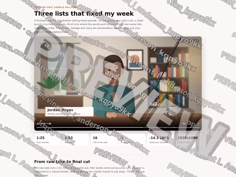 Cover image for Simple YouTube edit: raw take to upload-ready episode