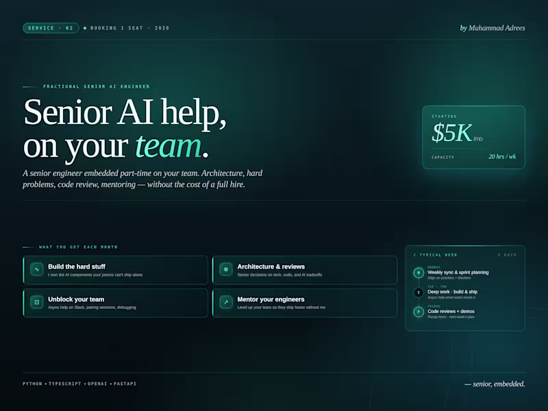 Cover image for Fractional Senior AI Engineer — Embedded On Your Team