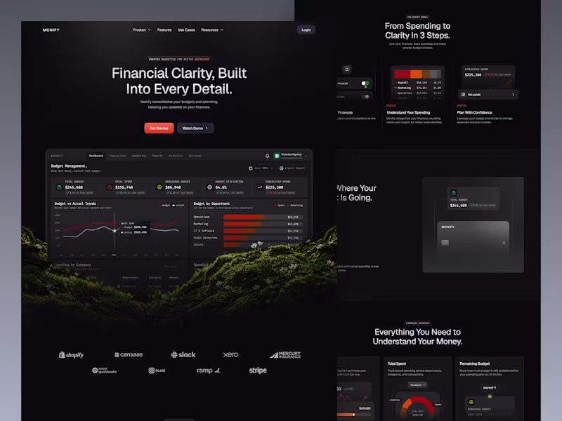 Cover image for Monify Budget Management Landing Page Design