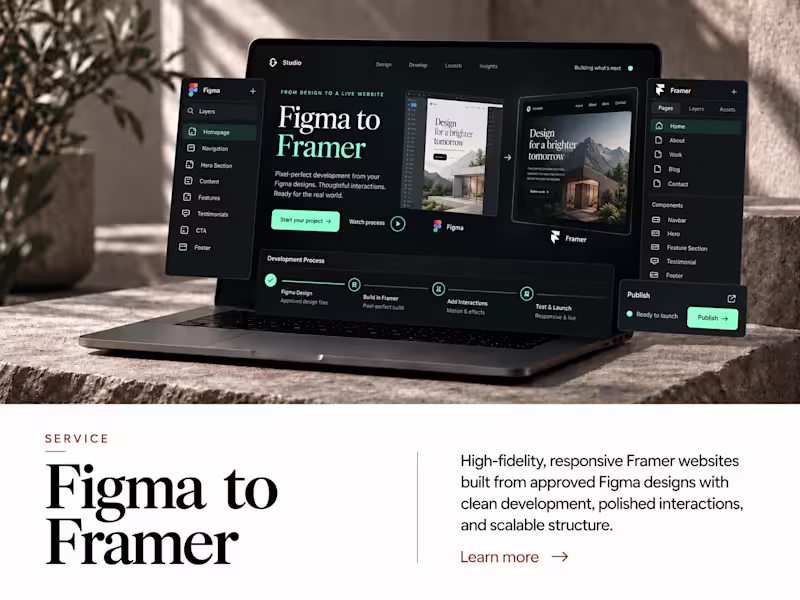 Cover image for Figma to Framer Development — High-Fidelity & Responsive