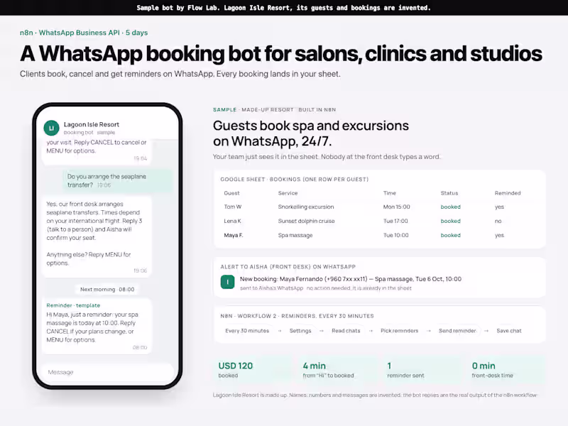 Cover image for WhatsApp Booking Bot for Salons, Clinics and Studios