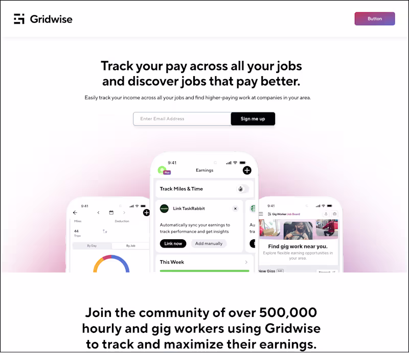 Cover image for Gridwise Landing Page Mockup (Figma UI Design) A high-fideli...