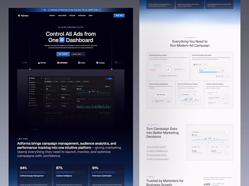 Cover image for Adforma SaaS Landing Page Design
