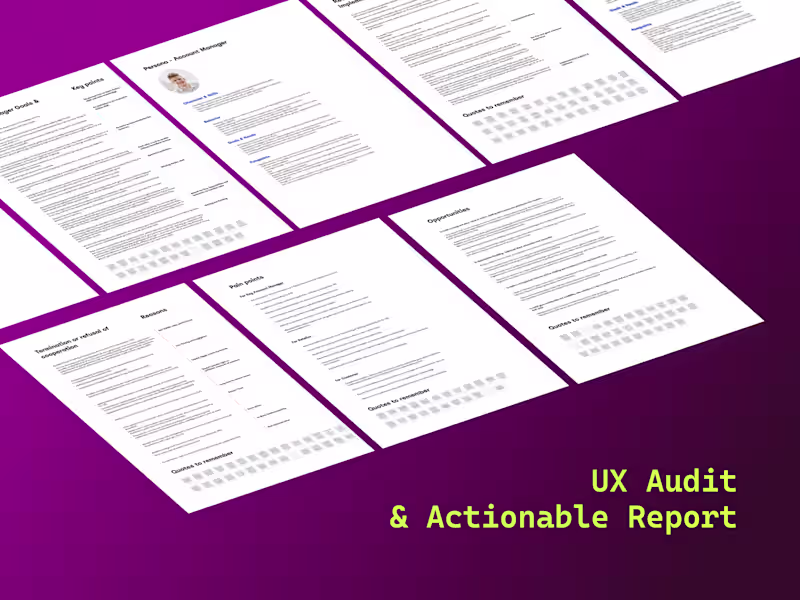 Cover image for UX Audit & Actionable Report
