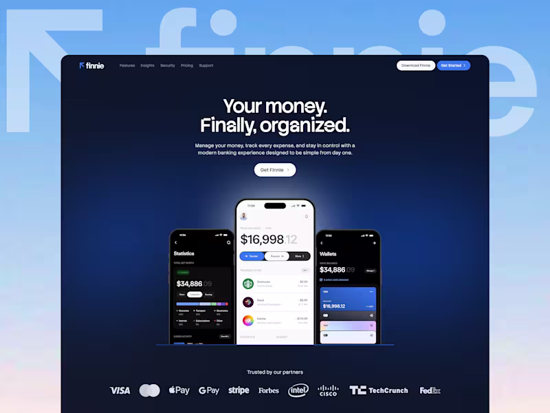 Cover image for Finnie’s new landing page was