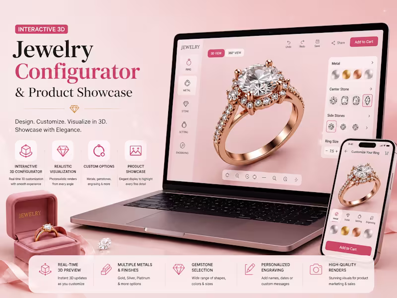 Cover image for Innovative 3D Jewelry Configurator Showcasing Premium Designs