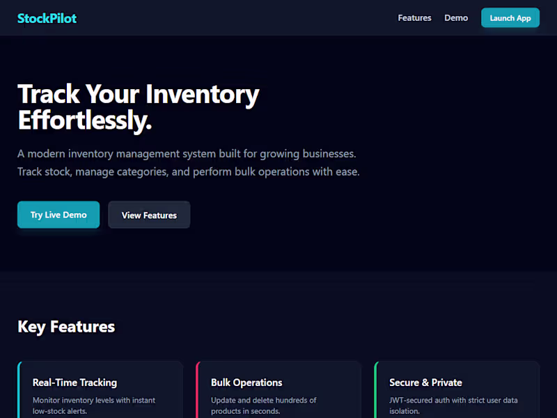 Cover image for StockPilot - Marketing Landing Page
