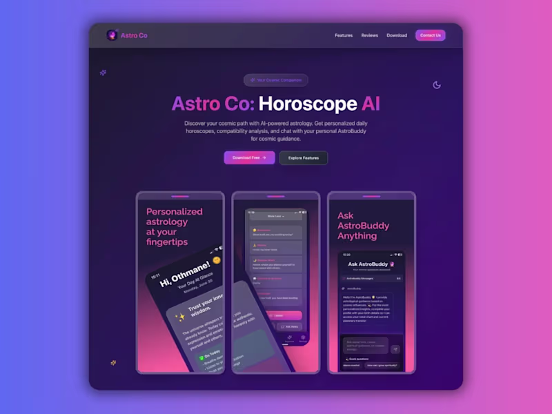 Cover image for Astro-Co Landing Page — AI Astrology App