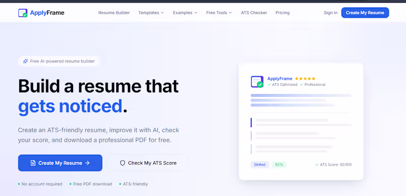 Cover image for ApplyFrame: AI Resume Builder