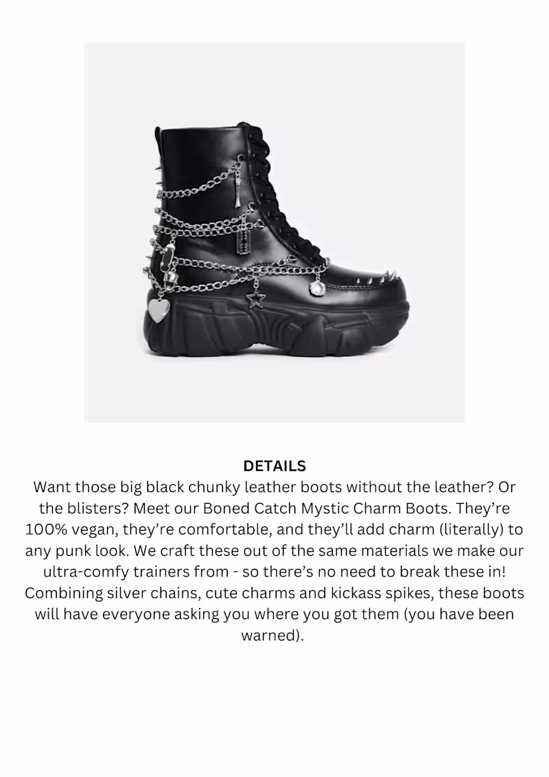 Cover image for Spec Work - Koi Footwear Product Description