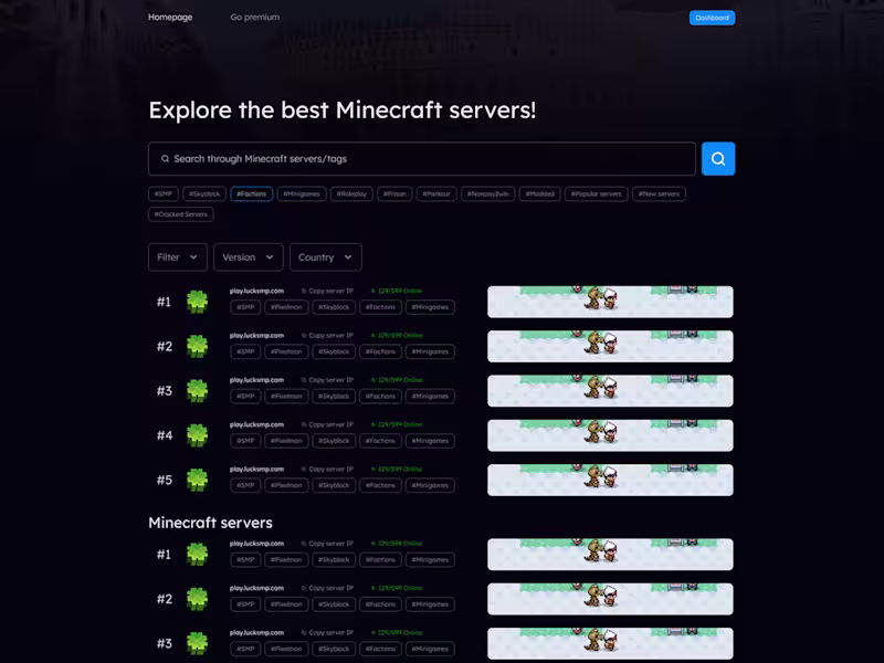 Cover image for Minecraft Server List -  OneStopServers