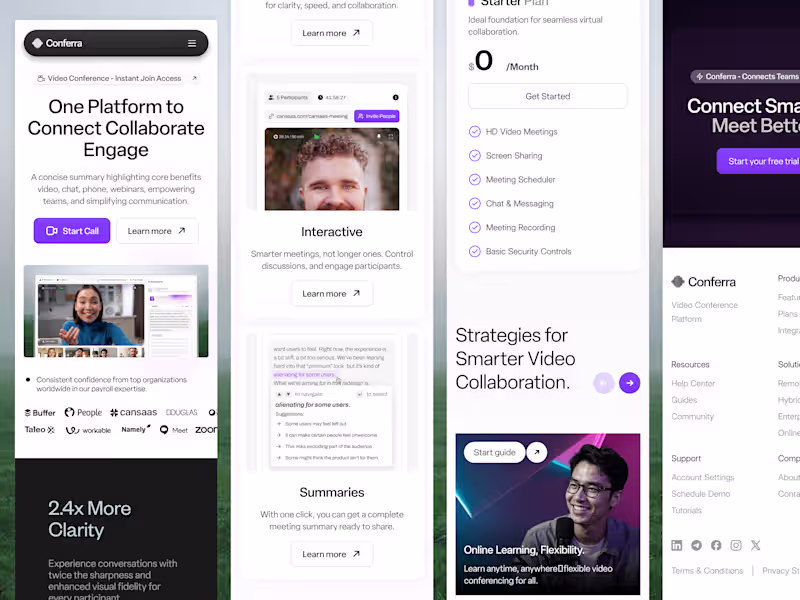 Cover image for Conferra - Video Conference Responsive Landing Page