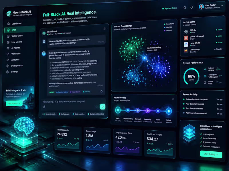 Cover image for Full-Stack AI & LLM App Development (Claude, RAG & Agents)