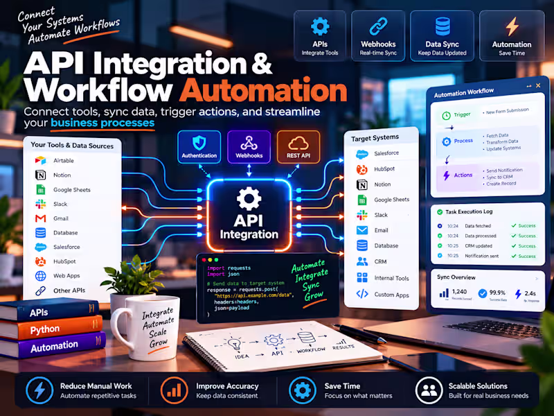 Cover image for API Integration & Workflow Automation