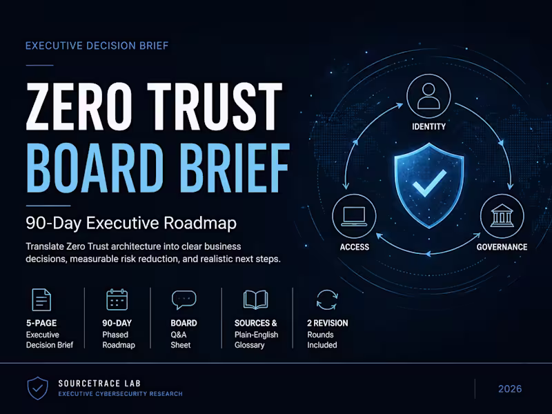 Cover image for Zero Trust Board Brief + 90-Day Roadmap