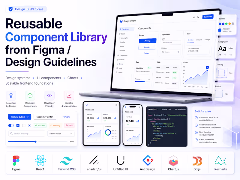 Cover image for Reusable Component Library from Figma / Design Guidelines