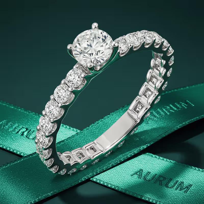 Cover image for AURUM — Emerald Satin Macro Ring Shot A deep emerald luxury ...