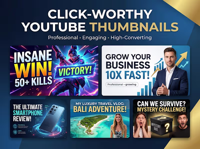 Cover image for YouTube Thumbnail Design | Eye-Catching & Click-Worthy Thumbnail