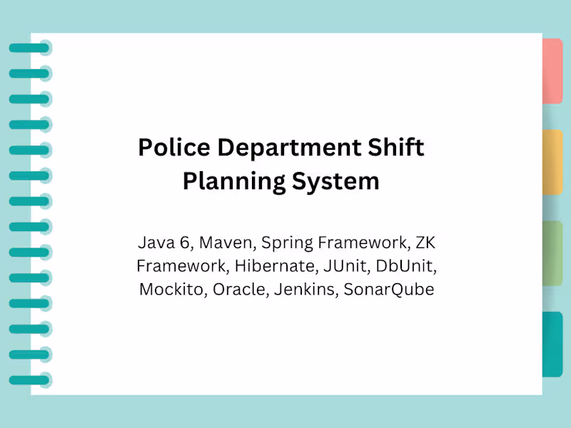 Cover image for Police Department Shift Planning System