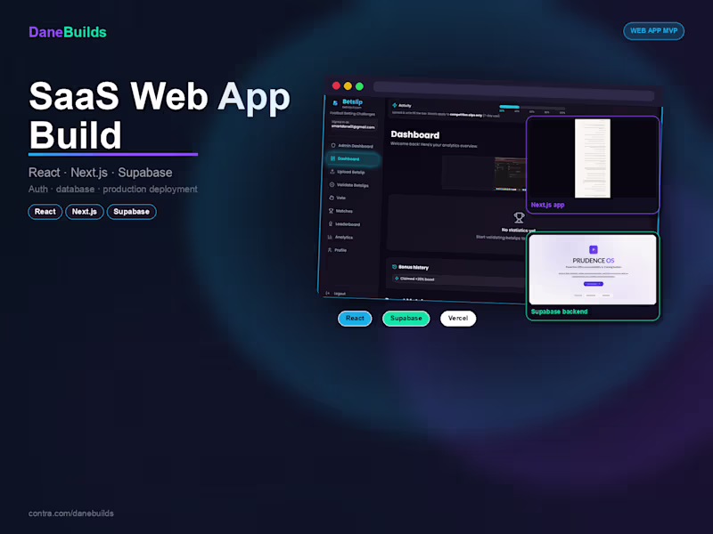 Cover image for I'll Build and Ship Your SaaS MVP web app with React & Supabase
