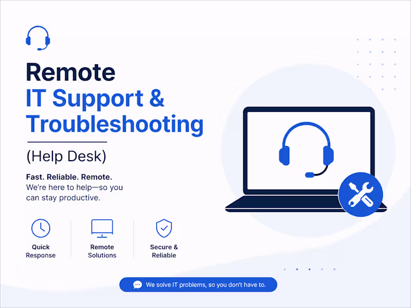 Cover image for Remote IT Support & Troubleshooting (Help Desk)