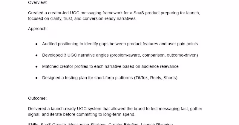 Cover image for UGC Messaging Framework for SaaS Launch