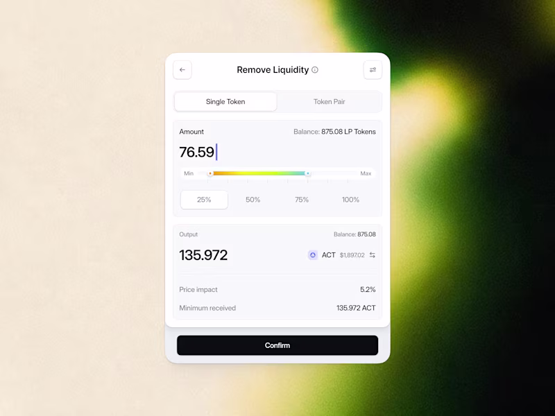 Cover image for Remove Liquidity component cards for a recent Web3 design pr...