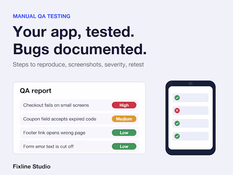 Cover image for Website or web app manually tested, with a clear bug report