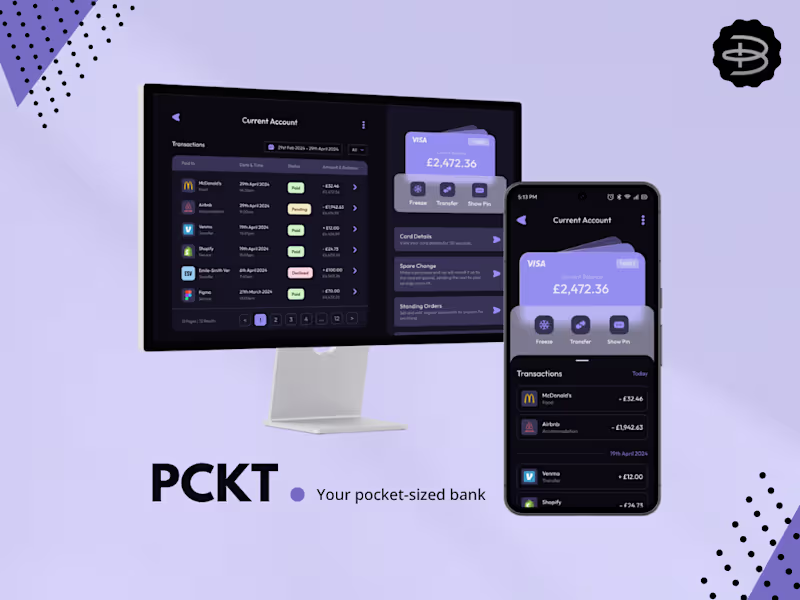 Cover image for PCKT | A Responsive Banking Application | UI