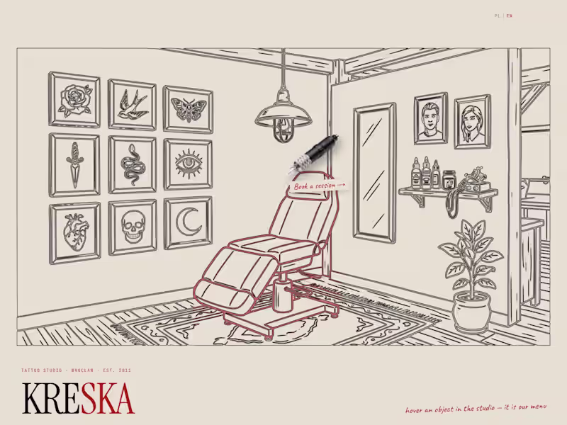 Cover image for KRESKA — hand-drawn tattoo studio