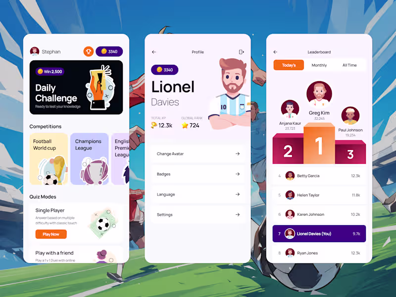 Cover image for Football quiz mobile app design