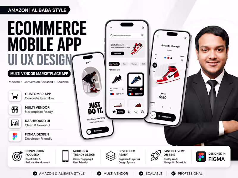 Cover image for Multi-Vendor eCommerce Marketplace App UI UX Design in Figma