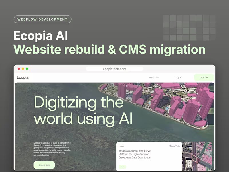 Cover image for Ecopia AI Website Rebuild and CMS Migration