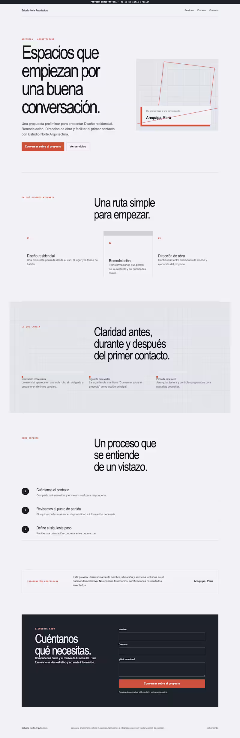 Cover image for Landing Page Concept for Estudio Norte Arquitectura