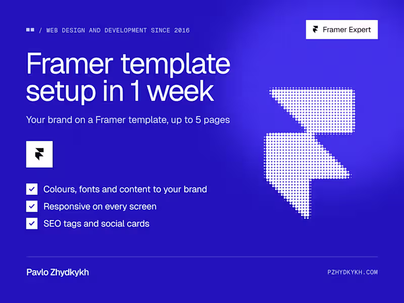 Cover image for Framer Template Setup & Customization in 1 Week