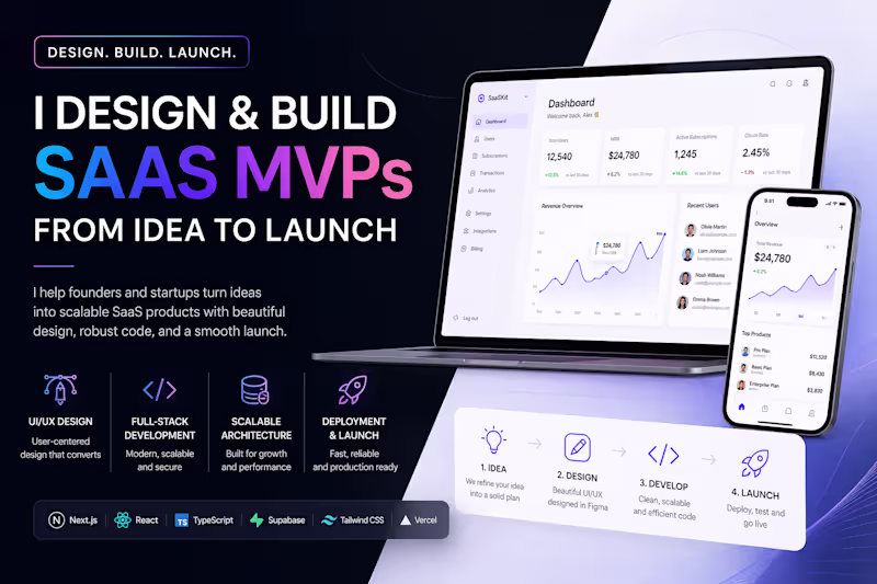 Cover image for I design and build your SaaS MVP from idea to launch