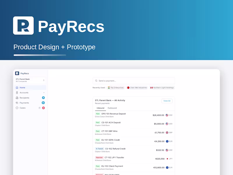 Cover image for Future-state concepting for a cross-border B2B payments platform