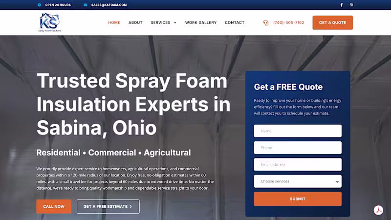 Cover image for K&S Spray foam Insulation Website.
