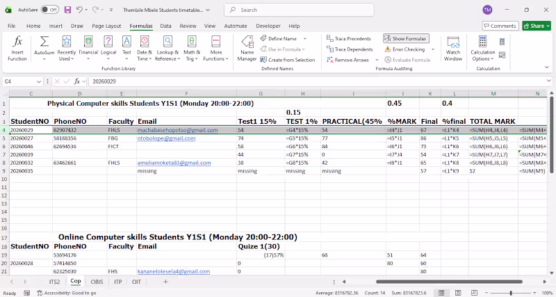 Cover image for Created and organized Excel spreadsheets