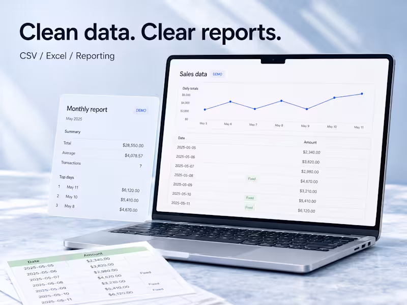 Cover image for CSV and Excel data cleanup with automated reports
