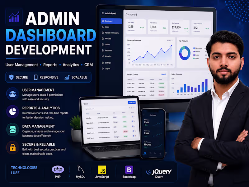 Cover image for Admin Dashboard & Management System Development