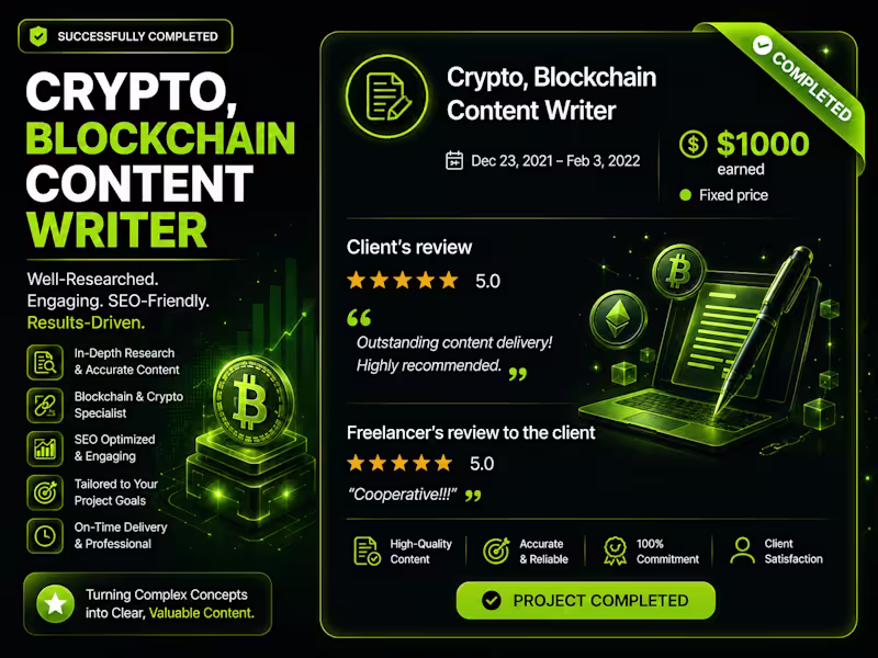 Cover image for Crypto, Blockchain Content Writer
