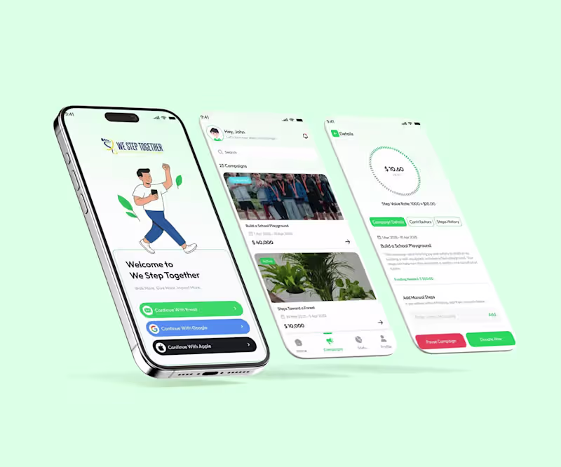 Cover image for We Step Together - Step-to-Donation Mobile App 