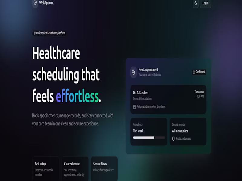 Cover image for Development of WellAppoint Healthcare Platform